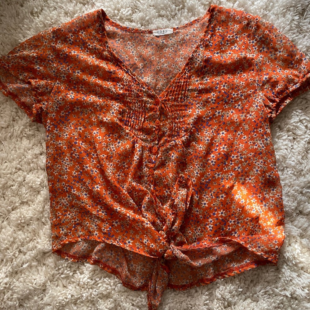 Orange floral shirt